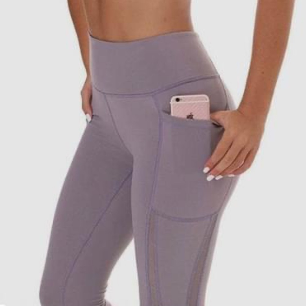 Side pocket, Purple mesh leggings
